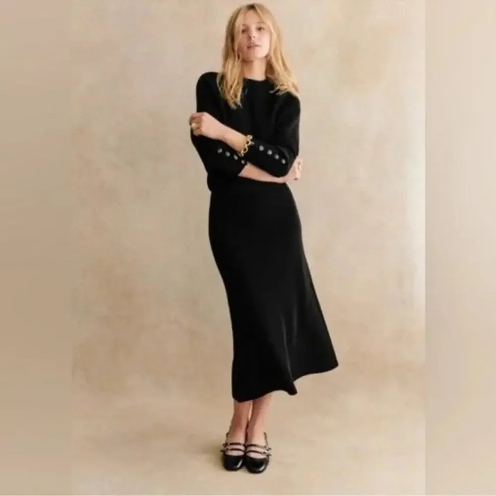 SEZANE Naella Wool Blend Skirt Black Size Medium - Picture 3 of 8